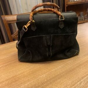 Authentic Gucci, bamboo black suede 2 way bag